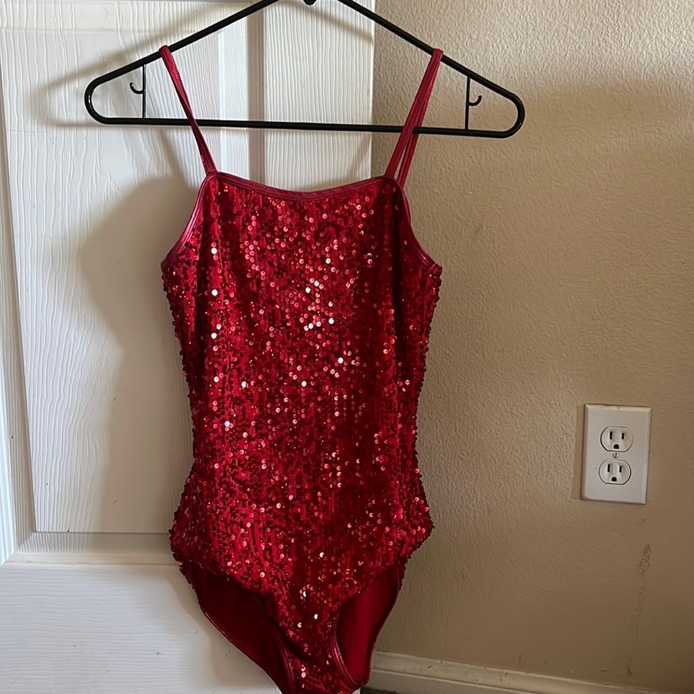 RED SPRAKLY LEOTARD